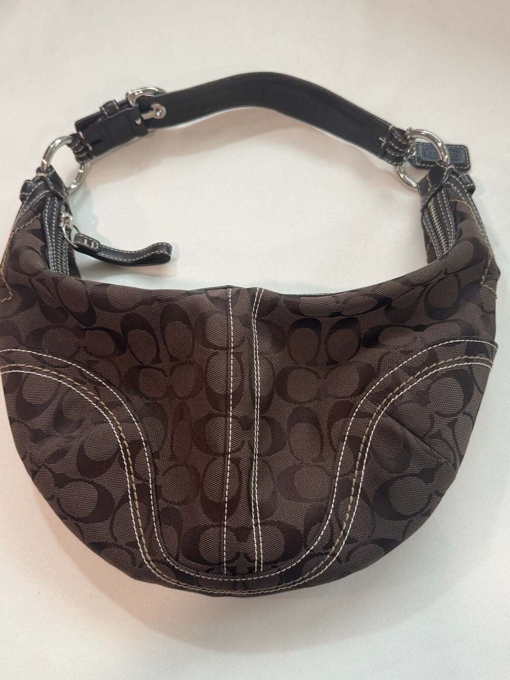 Coach Vintage Y2K Soho Signature C Brown Crescent Hobo Shoulder Bag
